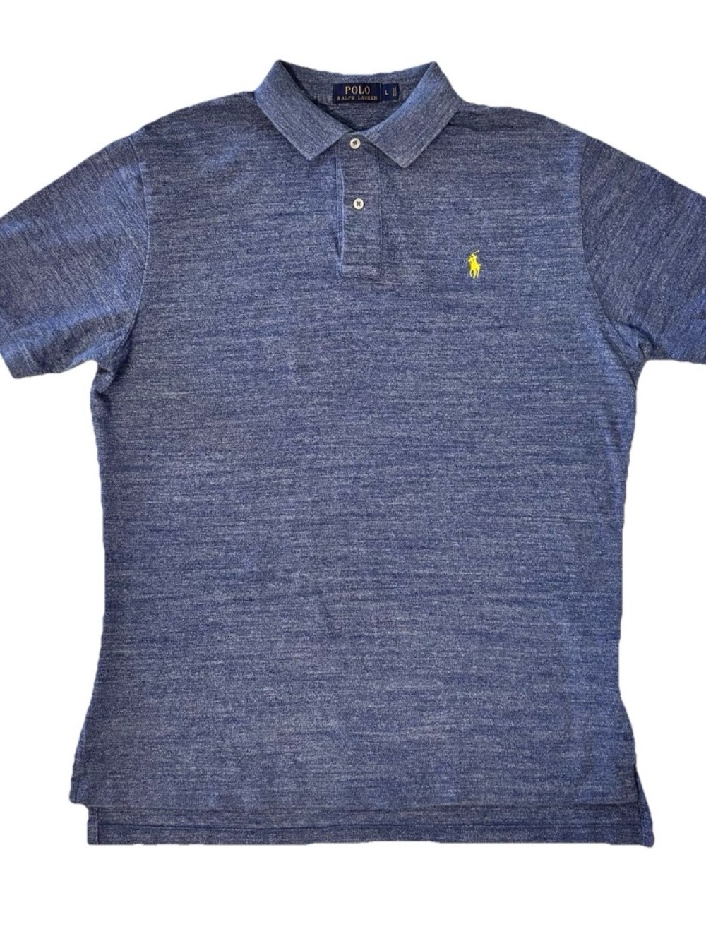 Polo Ralph Lauren Textured Heathered Blue Polo Size Large - Picture 2 of 5